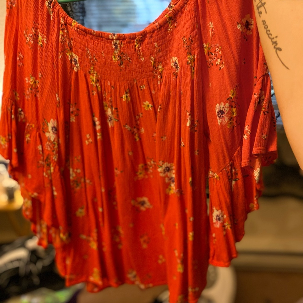Women’s orange floral Crop Top